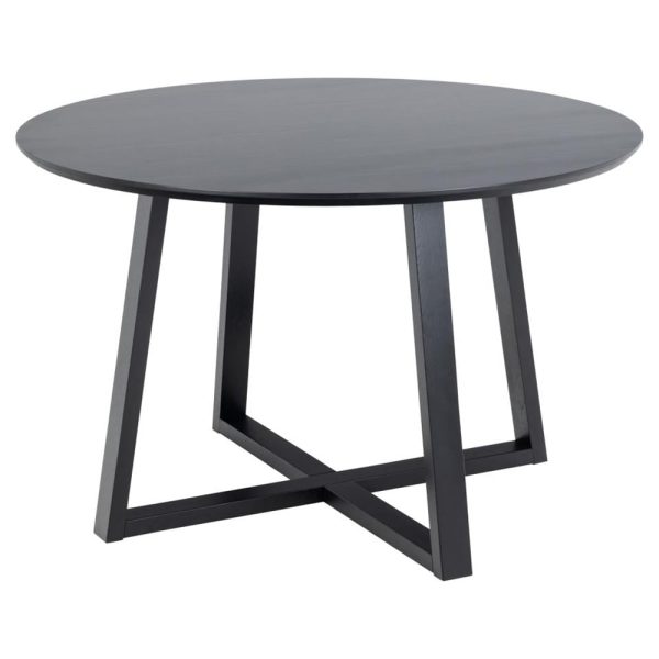 Malang Wooden Round Dining Table In Black | Bed Sava