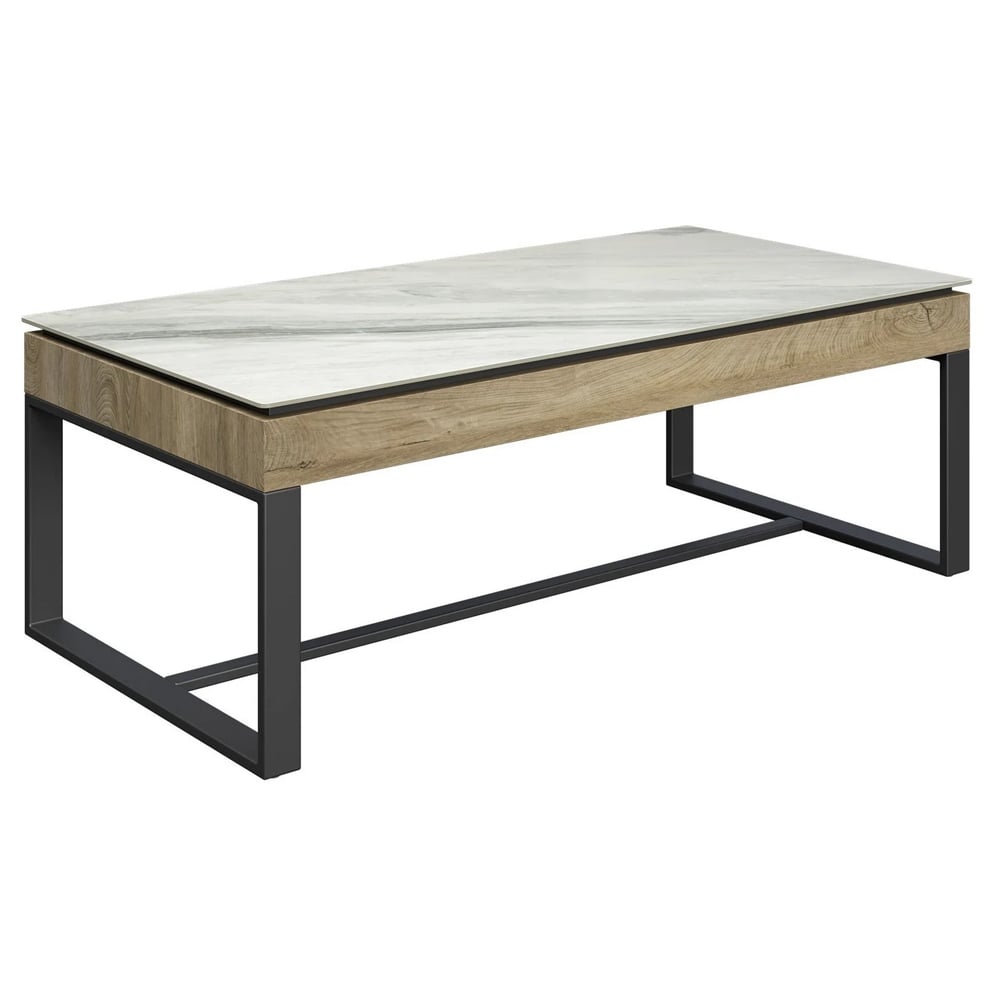 Malibu Sintered Ceramic Coffee Table With Grey Legs In White