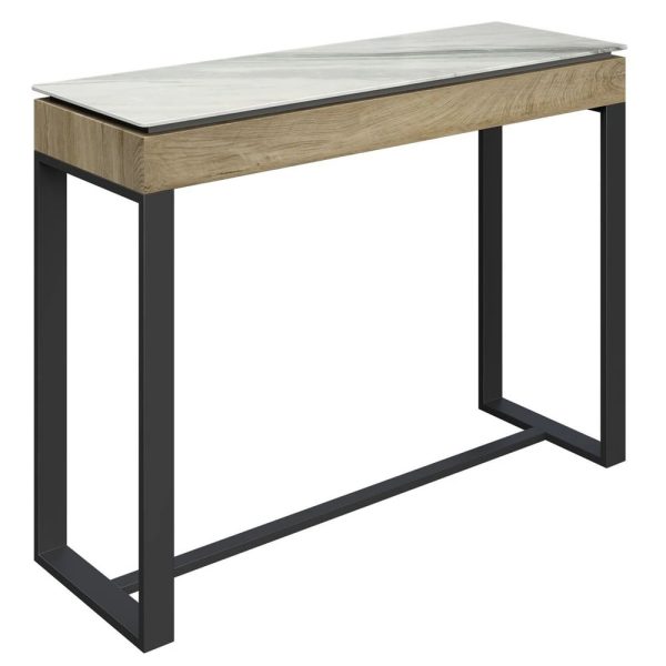 Malibu Sintered Ceramic Console Table With Grey Legs In White | Bed Sava