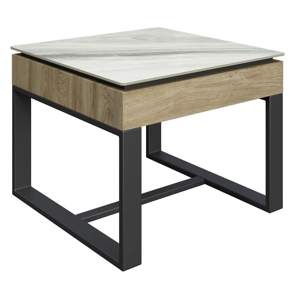 Malibu Sintered Ceramic Side Table With Grey Legs In White