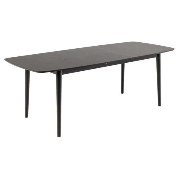 Malibu Wooden Extending Dining Table In Matt Black | Bed Sava