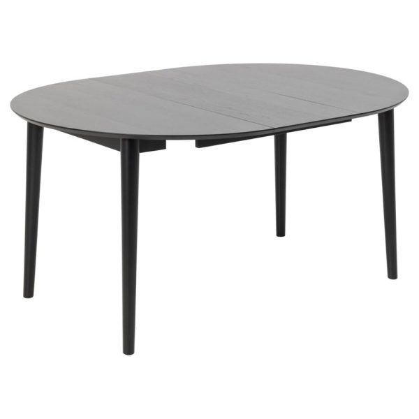 Malibu Wooden Round Extending Dining Table In Matt Black | Bed Sava