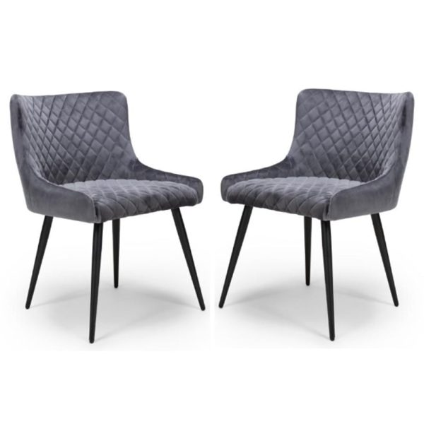 Margate Grey Fabric Dining Chairs In Pair | Bed Sava