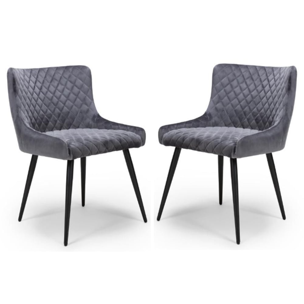 Margate Grey Fabric Dining Chairs In Pair