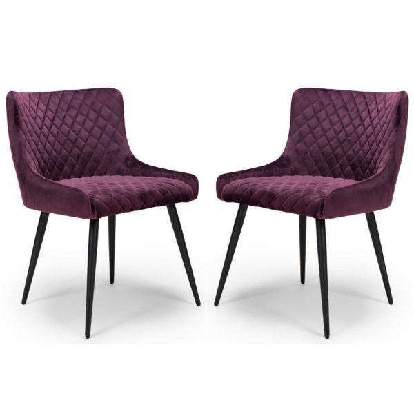Margate Mulberry Fabric Dining Chairs In Pair | Bed Sava