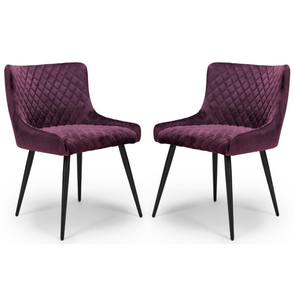 Margate Mulberry Fabric Dining Chairs In Pair
