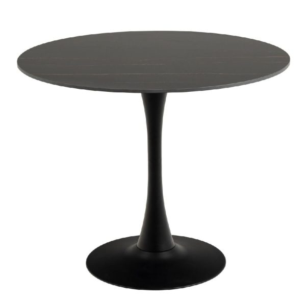 Malone Ceramic Dining Table Round In Black | Bed Sava