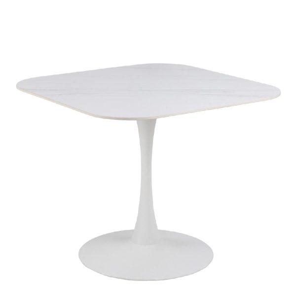 Malone Ceramic Dining Table Square In White | Bed Sava