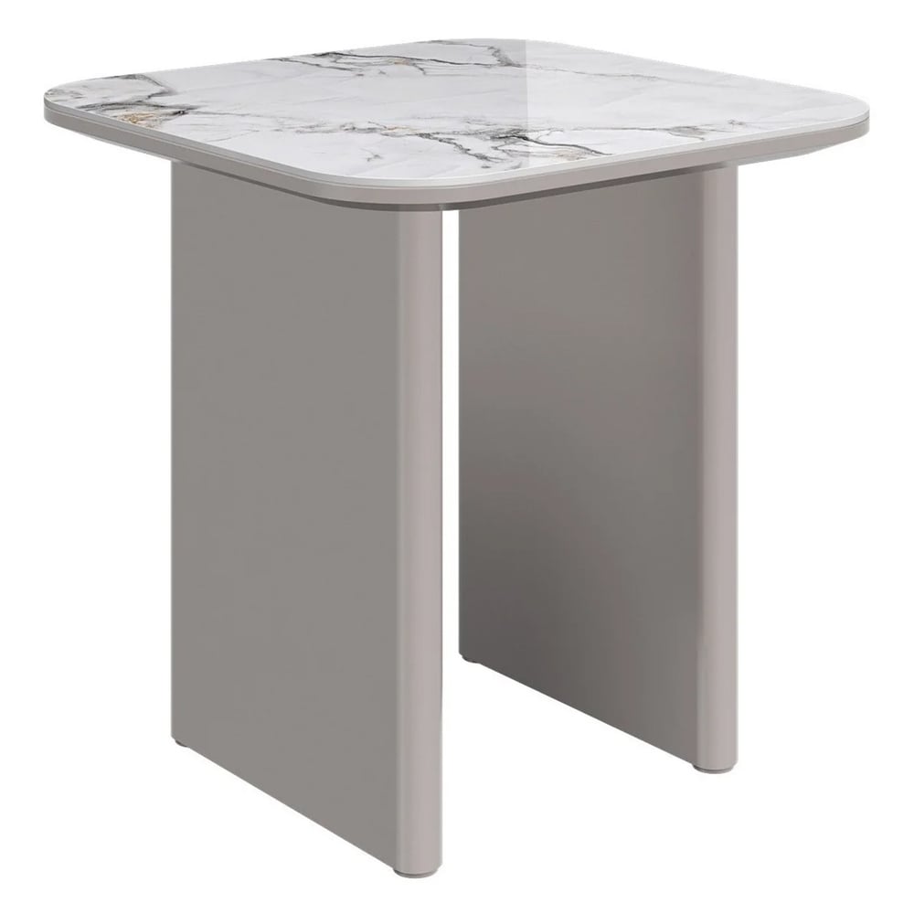 Malone Grey Gloss Side Table With White Ceramic Top
