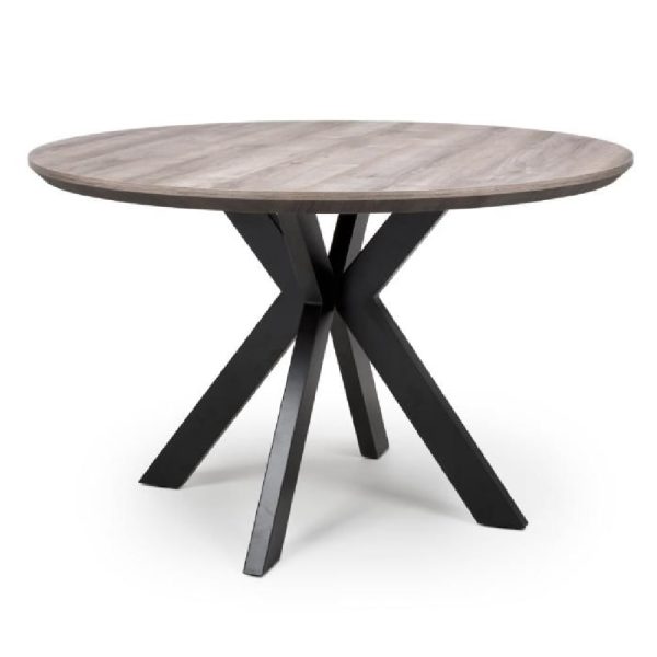 Malone Large Wooden Round Dining Table In Grey | Bed Sava