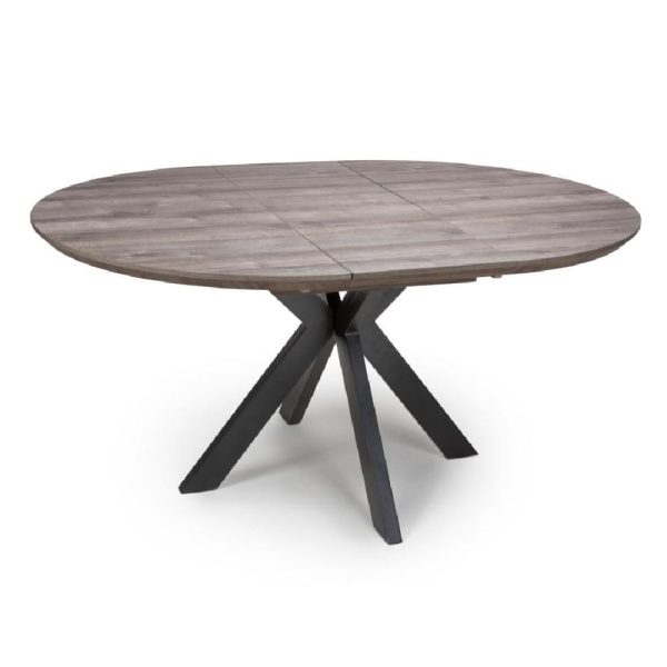 Malone Wooden Extending Round Dining Table In Grey | Bed Sava