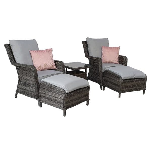 Malti Rattan Garden Lounge Set With Side Table In Grey | Bed Sava