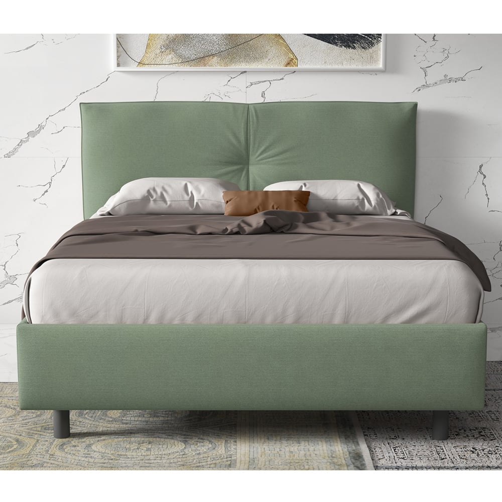 Malvern Fabric King Size Bed In Sage Green