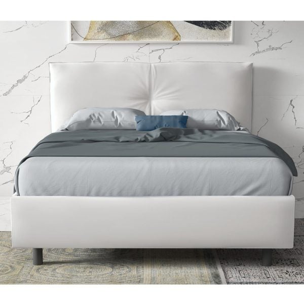Malvern Leather King Size Bed In White | Bed Sava