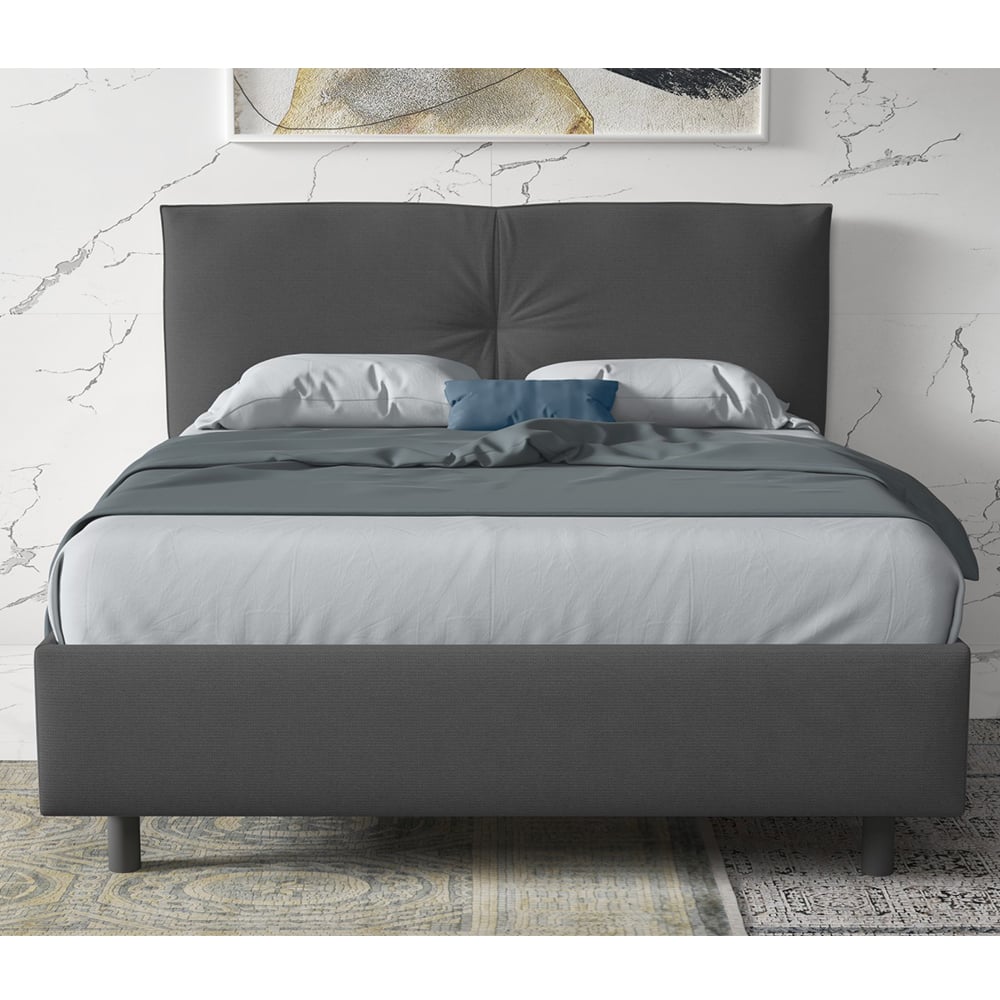 Malvern Fabric Small Double Bed In Steel Grey
