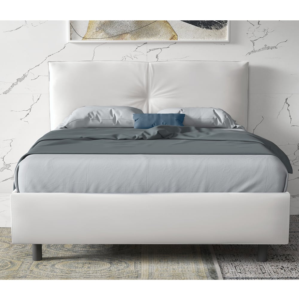 Malvern Leather Small Double Bed In White