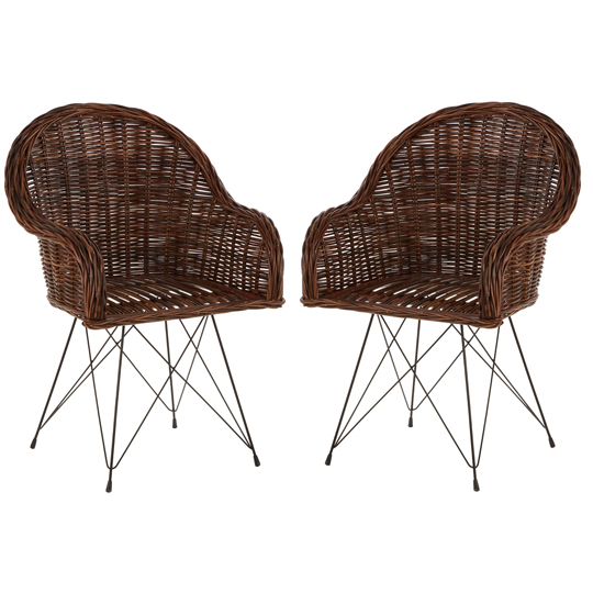 Hunor Natural Croco Rattan Chair In Pair