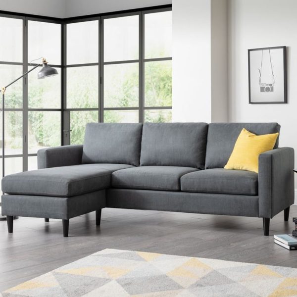 Manati Fabric 3 Seater Sofa With Ottoman In Grey | Bed Sava