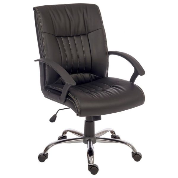 Mandan Leather Home And Office Chair In Black | Bed Sava