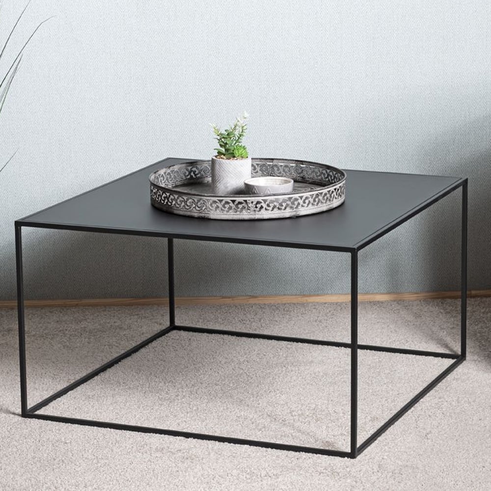 Manitowoc Metal Square End Table In Black