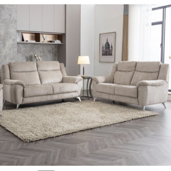 Mankato Fabric 3+2 Seater Sofa Set In Fossil | Bed Sava