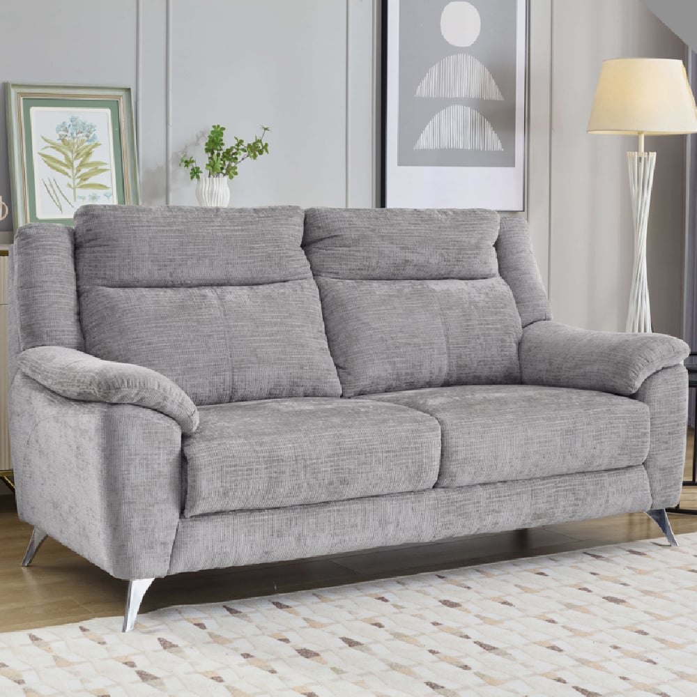 Mankato Fabric 3 Seater Sofa In Ash