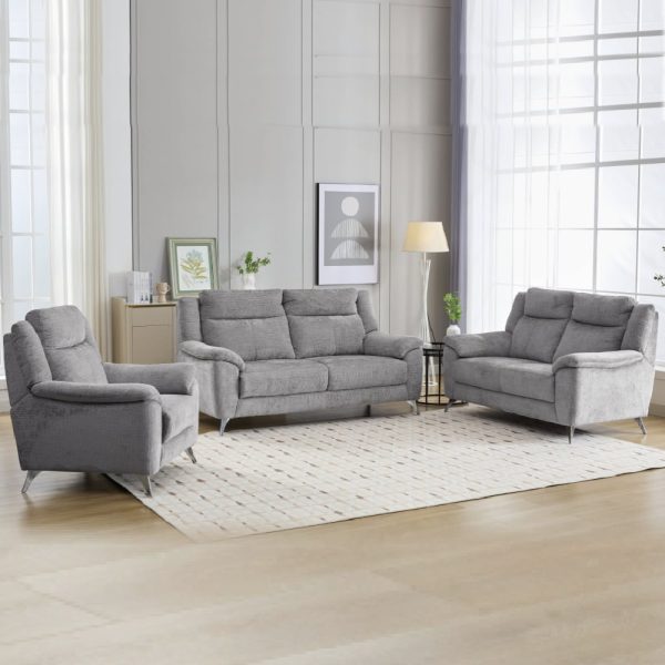 Mankato Fabric Sofa Suite In Ash | Bed Sava