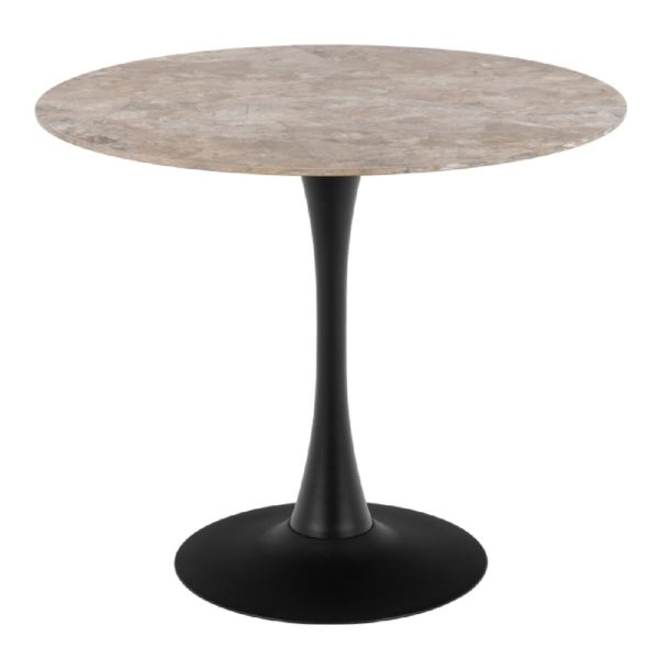 Manteo Ceramic Dining Table Round In Brown And Black | Bed Sava