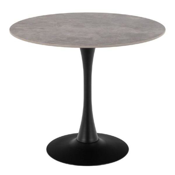 Manteo Ceramic Dining Table Round In Grey And Black | Bed Sava