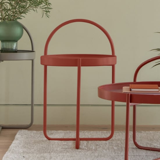 Marbury Metal Round Side Table In Coral