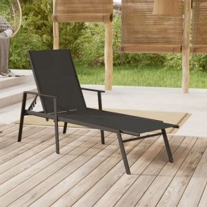 Marcel Steel Sun Lounger With Textilene Fabric Seat In Black | Bed Sava
