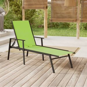Marcel Steel Sun Lounger With Textilene Fabric Seat In Green | Bed Sava