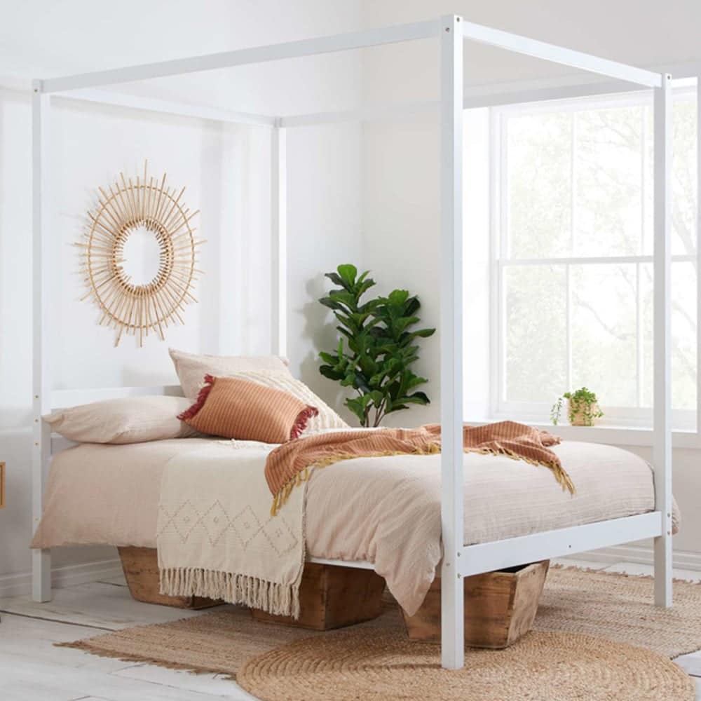 Marcia Wooden Double Bed In White