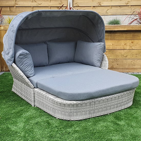 Maree Rattan Garden Daybed With Cushion In Grey
