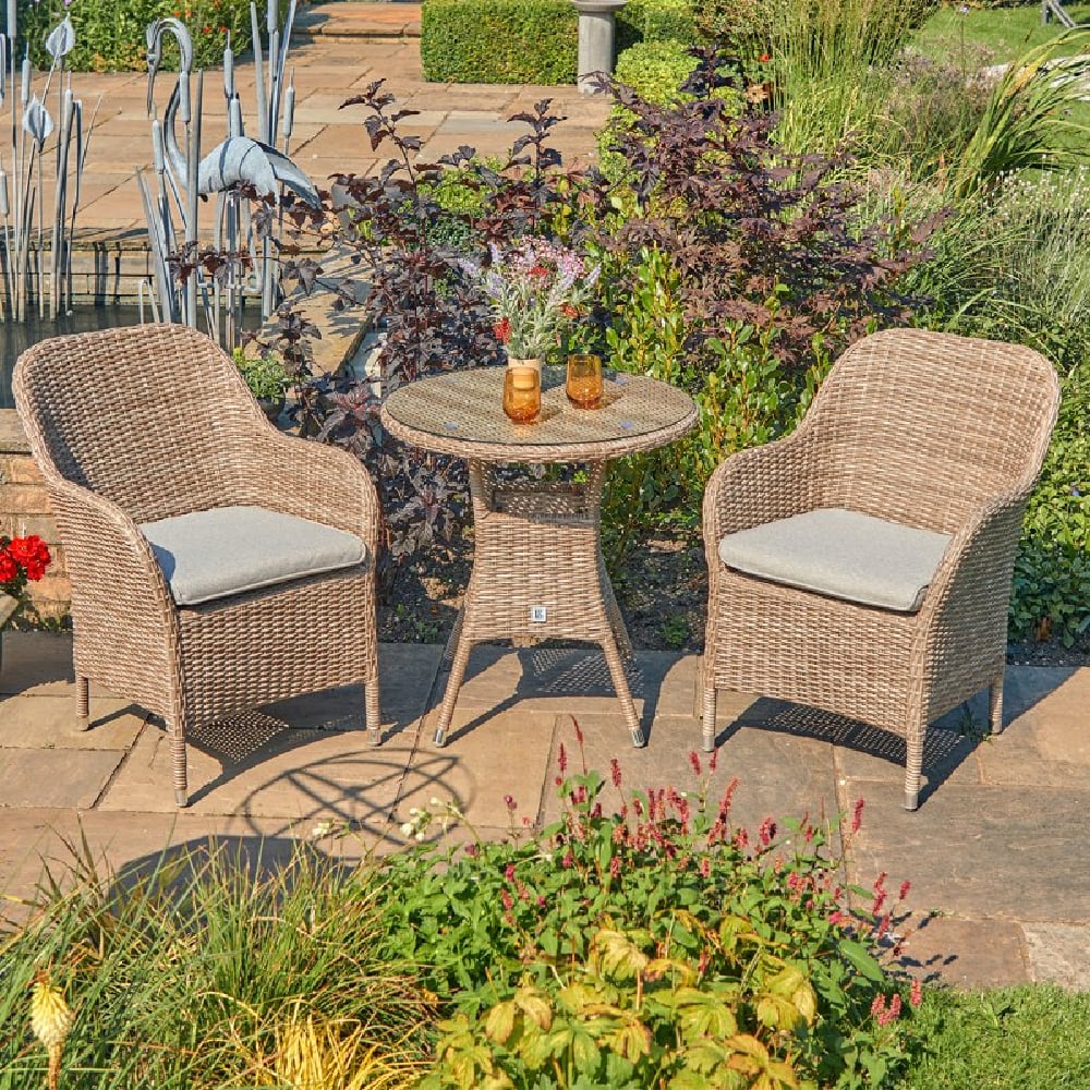 Marfa Rattan Garden Bistro Set In Sand