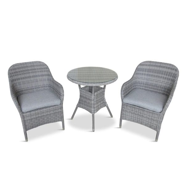 Marfa Rattan Garden Bistro Set In Stone | Bed Sava