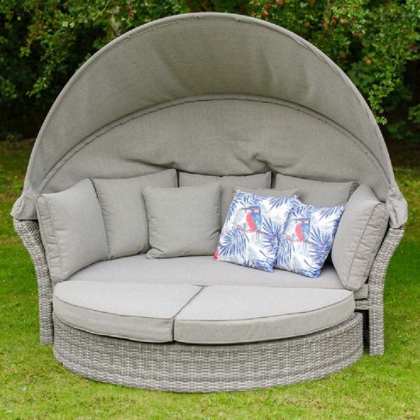 Marfa Rattan Garden Daybed With Cushion In Stone | Bed Sava