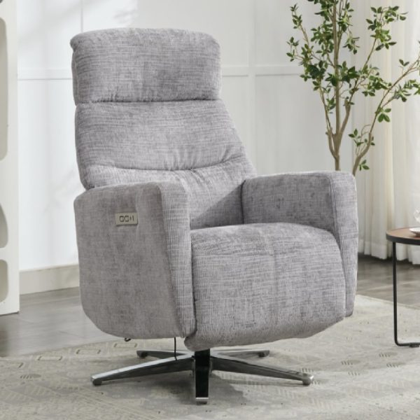 Margate Fabric Electric Recliner Chair In Ash | Bed Sava