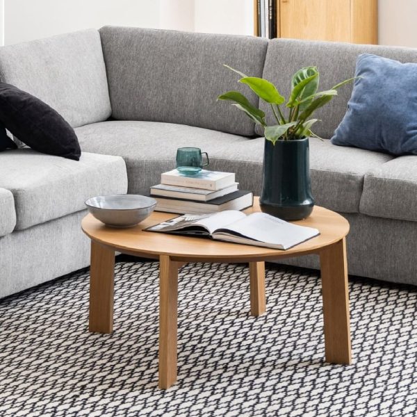 Margate Wooden Coffee Table Round In Matt Oak | Bed Sava
