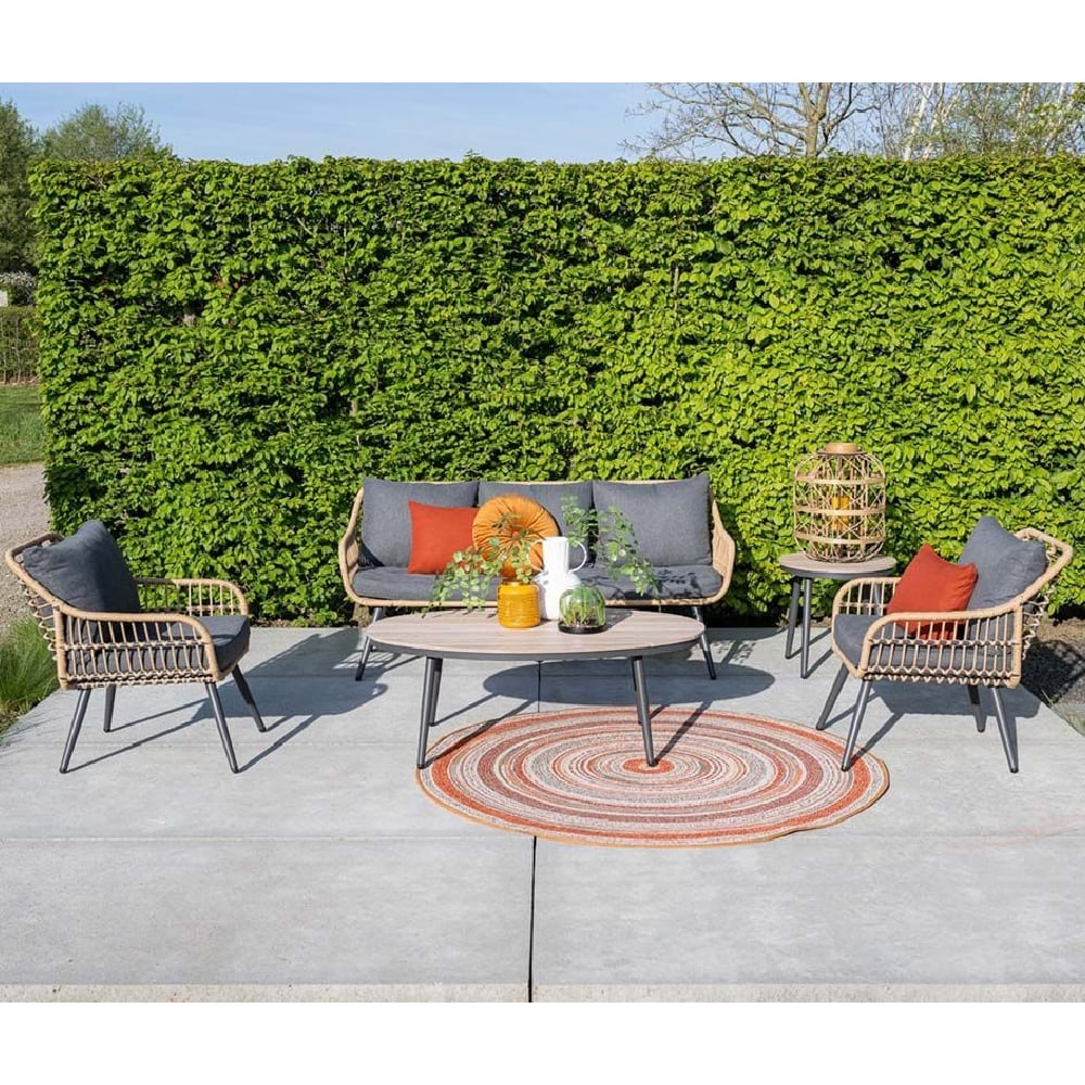 Macy Aluminium Garden Lounge Set With Coffee Table In Dark Grey