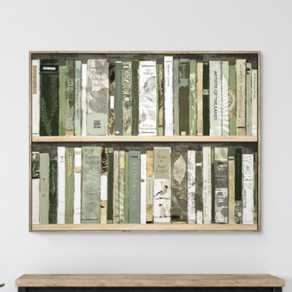 Maricopa Canvas Bookshelf Wall Art In Oak Frame | Bed Sava