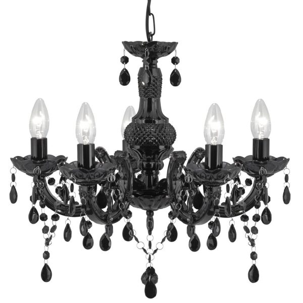 Marie 5 Light Acrylic Glass Pendant Light In Black | Bed Sava
