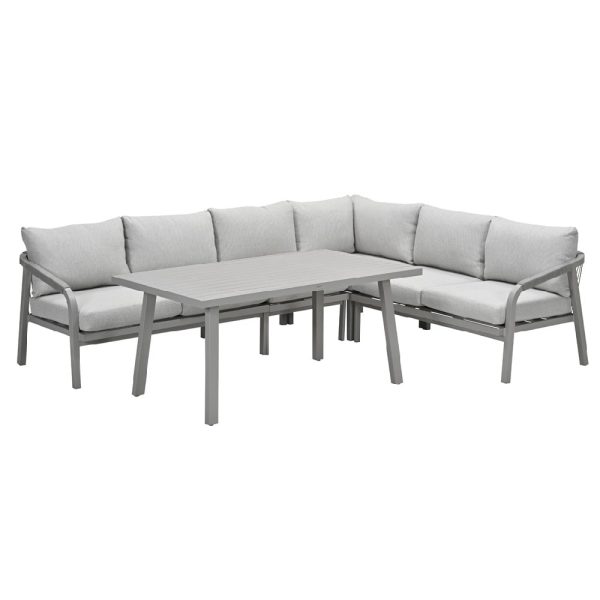 Marietta Aluminium Corner Garden Lounge Dining Set In Taupe | Bed Sava