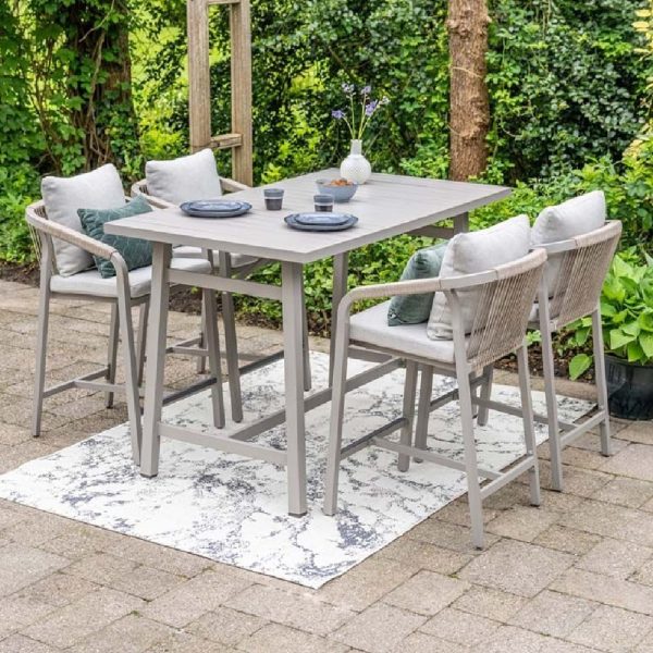 Marietta Aluminium Garden Bar Set With 4 Chairs In Taupe | Bed Sava