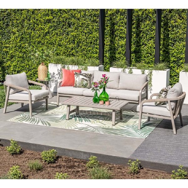 Marietta Aluminium Garden Lounge Set With Coffee Table In Taupe | Bed Sava