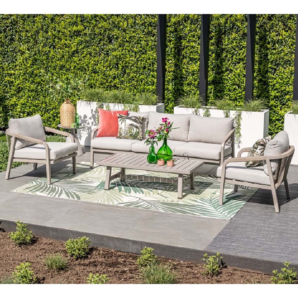 Marietta Aluminium Garden Lounge Set With Coffee Table In Taupe