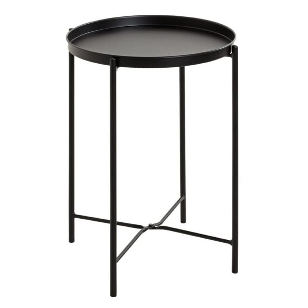 Marietta Metal Round End Table In Black | Bed Sava