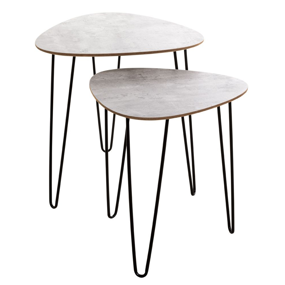 Marietta Wooden Set Of 2 End Tables In Concrete