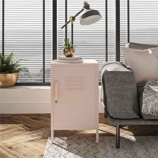 Marina Metal End Table With 1 Door In Pink