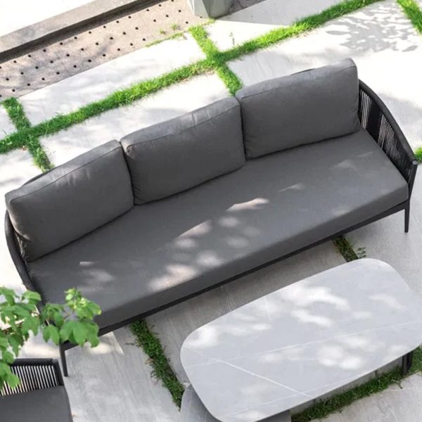 Marina Rattan Garden 3 Seater Sofa In Charcoal And Graphite | Bed Sava